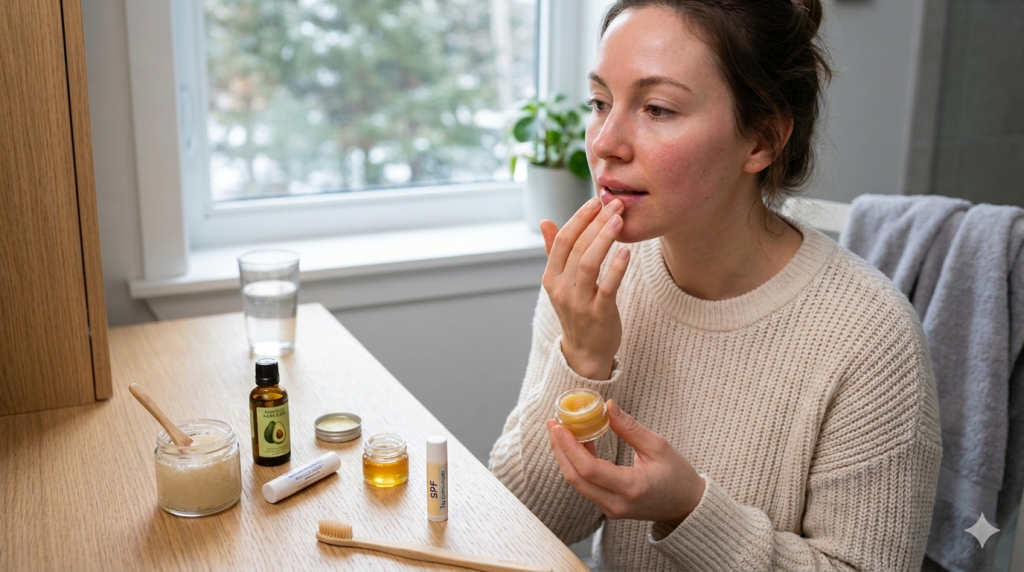 Grafika przedstawia realistyczną scenę codziennej pielęgnacji